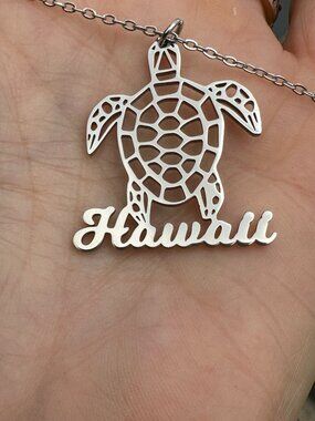 Hawaii Sea Turtle Hono Silver Necklace with laser cut pendant